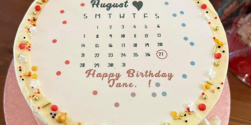 Monthly Calendar Birthday Cake Galway